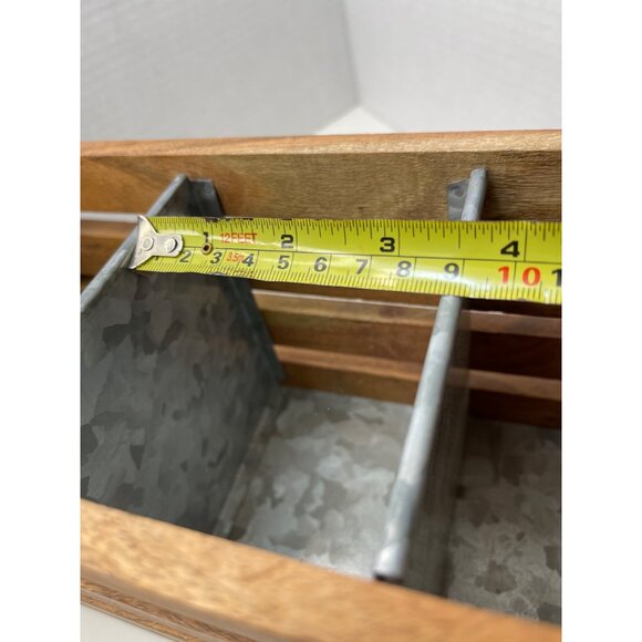 Wooden Utensil Caddy Crate with 3 Sections New WithOut Tags! - Picture 7 of 9